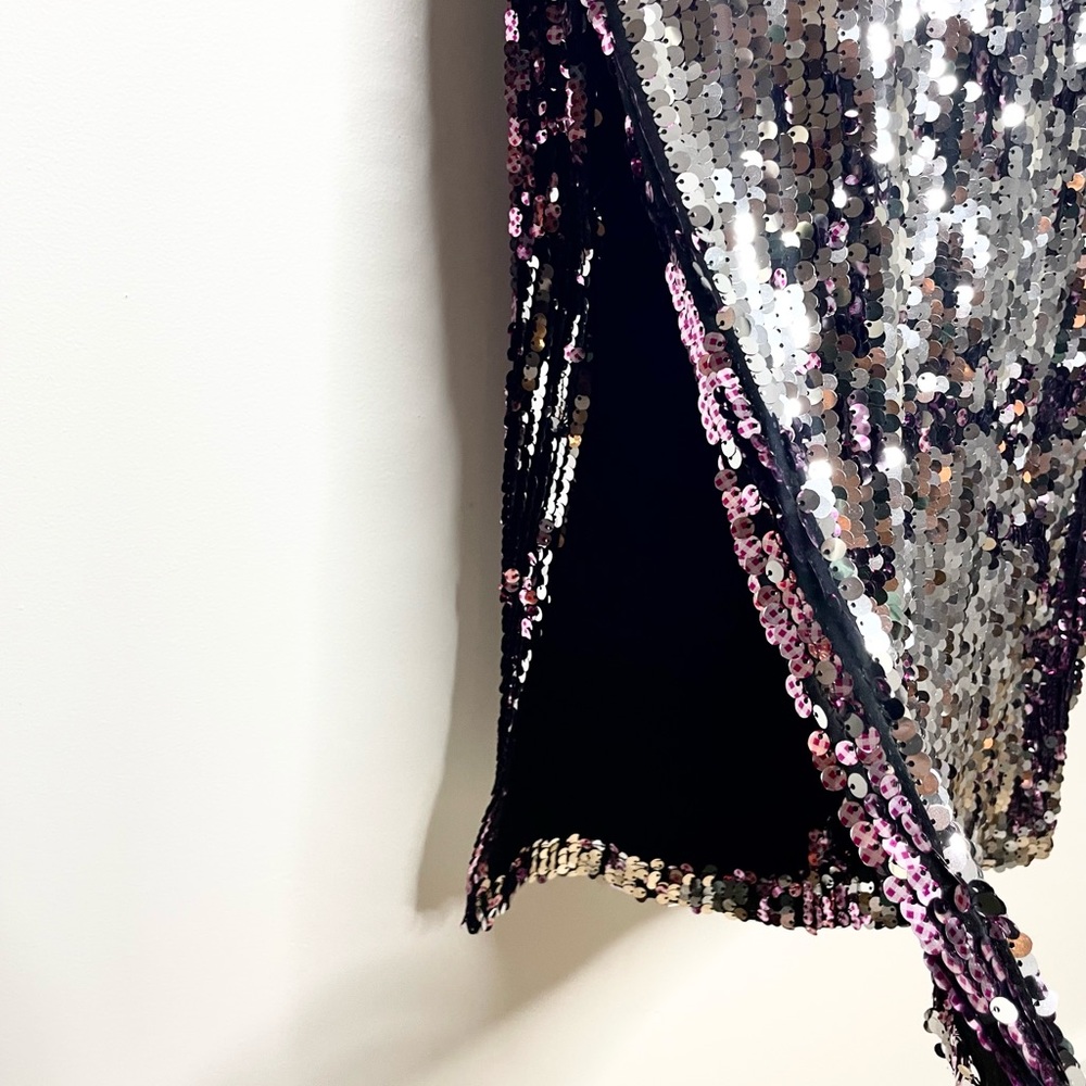 COSMOPOLITAN silver pink sequins midi dress M - Picture 2 of 5